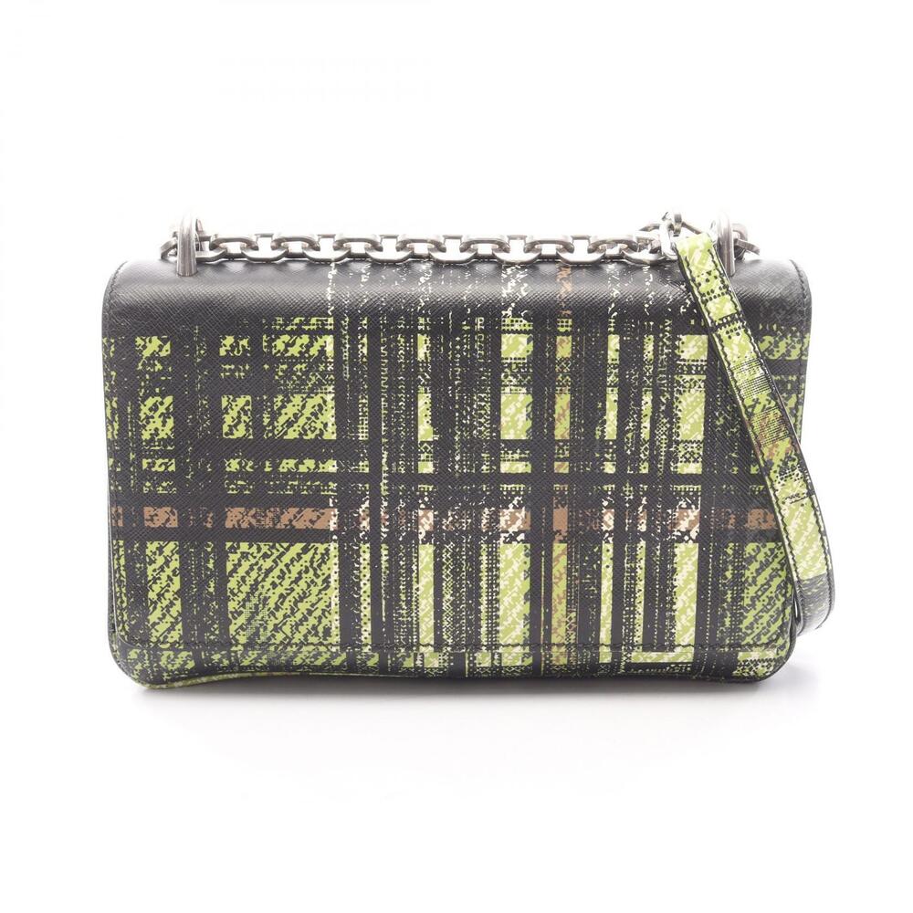 Prada Shoulder Bag Leather Black Green Multicolor